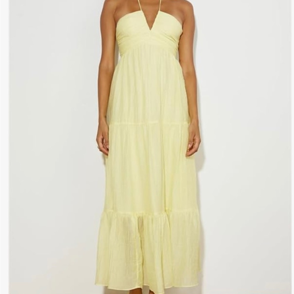 Long yellow halter dress